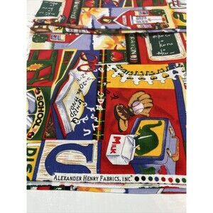 Alexander Henry School Themed Fabric Cotton Quilting 44" X 1 Yard
